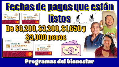 Fechas de pagos qué están listos de $6,200, $3,200, $1,650 y $3,000 pesos de los programas del bienestar