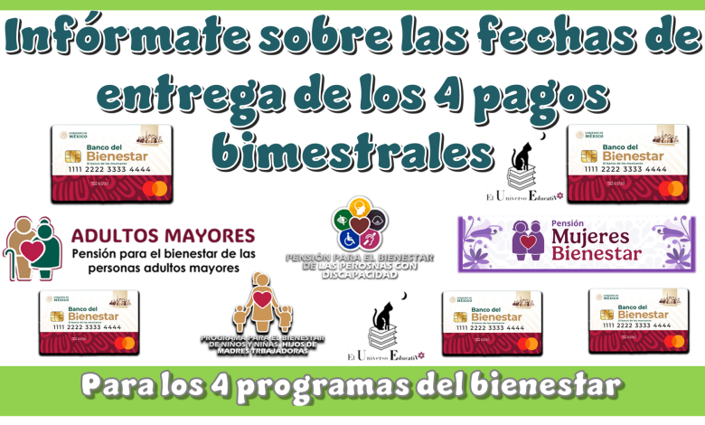 Infórmate sobre las fechas de entrega de los 4 pagos bimestrales para los 4 programas del bienestar