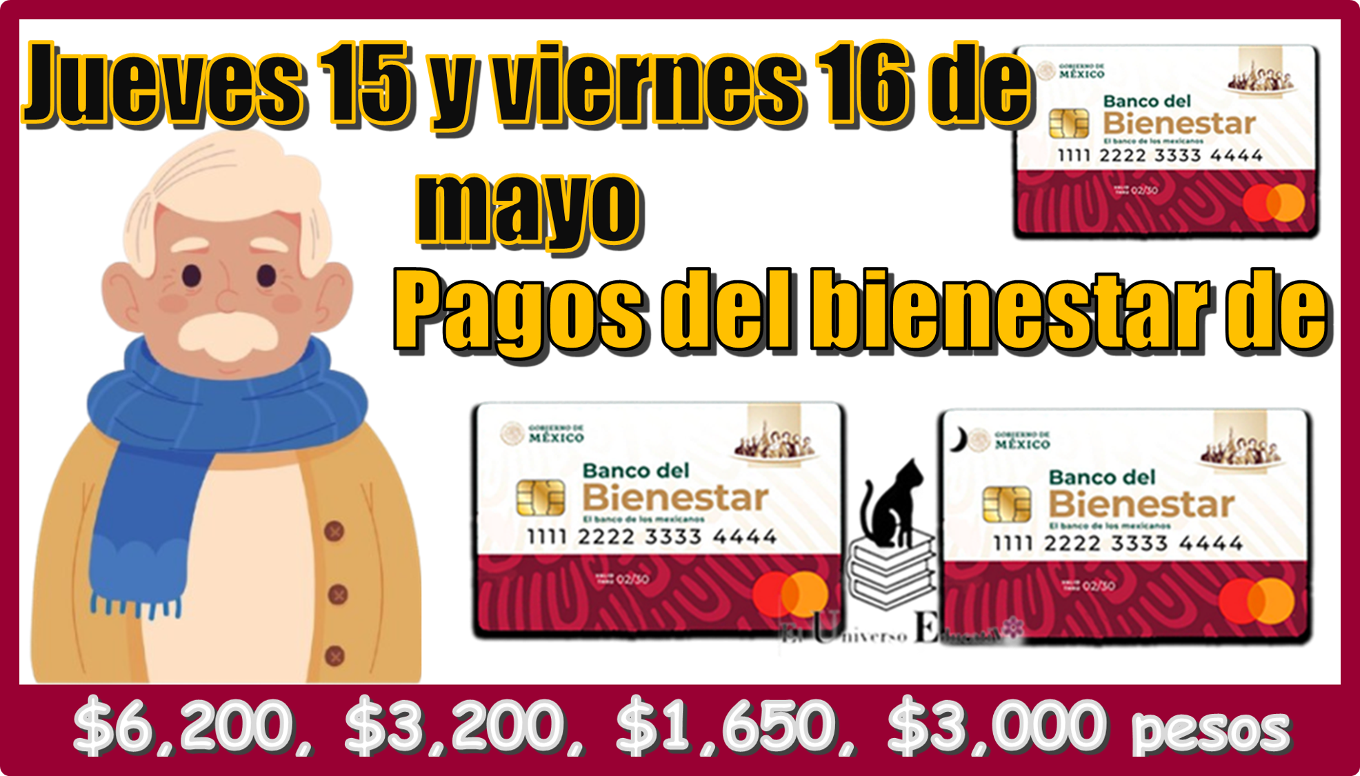 Jueves 15 y Viernes 16 de mayo | Pagos del bienestar de $6,200, $3,200, $1,650, $3,000 pesos