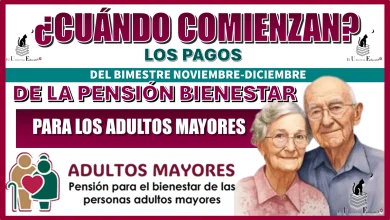 ¿CUÁNDO COMIENZAN LOS PAGOS DEL BIMESTRE NOVIEMBRE-DICIEMBRE DE LA PENSIÓN BIENESTAR PARA LOS ADULTOS MAYORES?