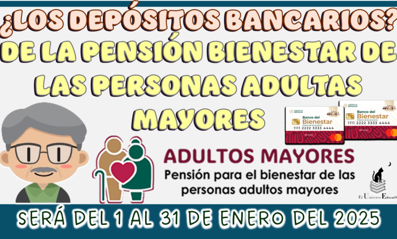 LOS DEPÓSITOS BANCARIOS DE LA PENSIÓN BIENESTAR DE LAS PERSONAS ADULTAS MAYORES SERÁ DEL 1 AL 31 DE ENERO DEL 2025