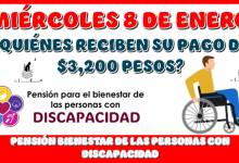 MIÉRCOLES 8 DE ENERO | ¿QUIÉNES RECIBEN SU PAGO DE $3,200 PESOS DE LA PENSIÓN BIENESTAR DE LAS PERSONAS CON DISCAPACIDAD?