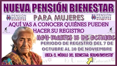 NUEVA PENSIÓN BIENESTAR PARA MUJERES | AQUÍ VAS A CONOCER QUIÉNES PUEDEN HACER SU REGISTRO EL DÍA DE HOY MARTES 15 DE OCTUBRE 