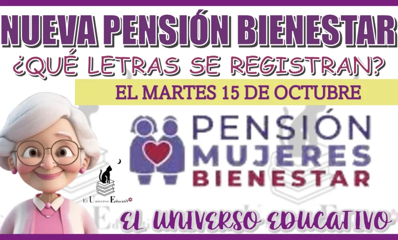 NUEVA PENSIÓN BIENESTAR | ¿QUÉ LETRAS SE REGISTRAN EL MARTE 15 DE OCTUBRE?…