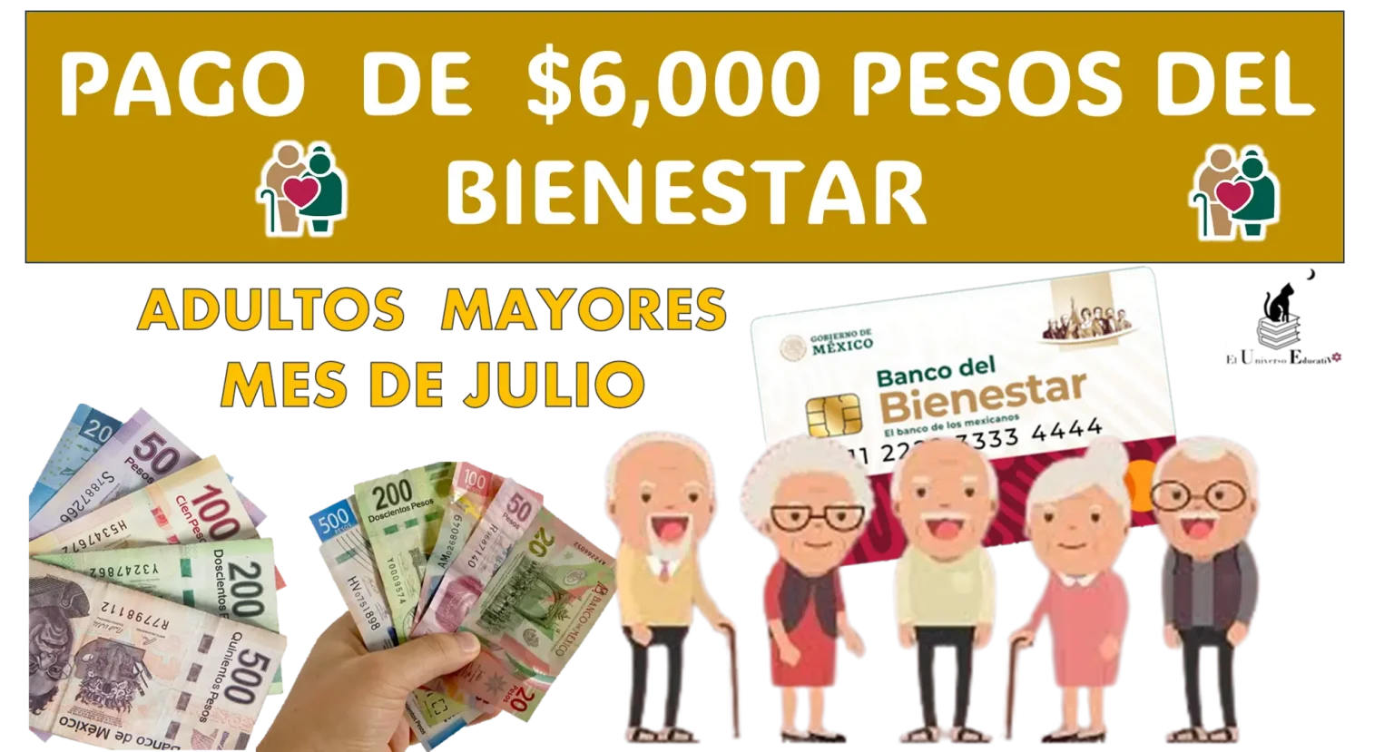 PAGO DE $6,000 PESOS DEL BIENESTAR | ADULTOS MAYORES PARA EL MES DE JULIO 