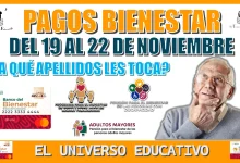 PAGOS BIENESTAR | DEL 19 AL 22 DE NOVIEMBRE | ¿A QUÉ APELLIDOS LES TOCA?