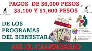 PAGOS DE $6,000, $3,100 Y $1,600 PESOS DE LOS PROGRAMAS DEL BIENESTAR | ASÍ EL CALENDARIO  