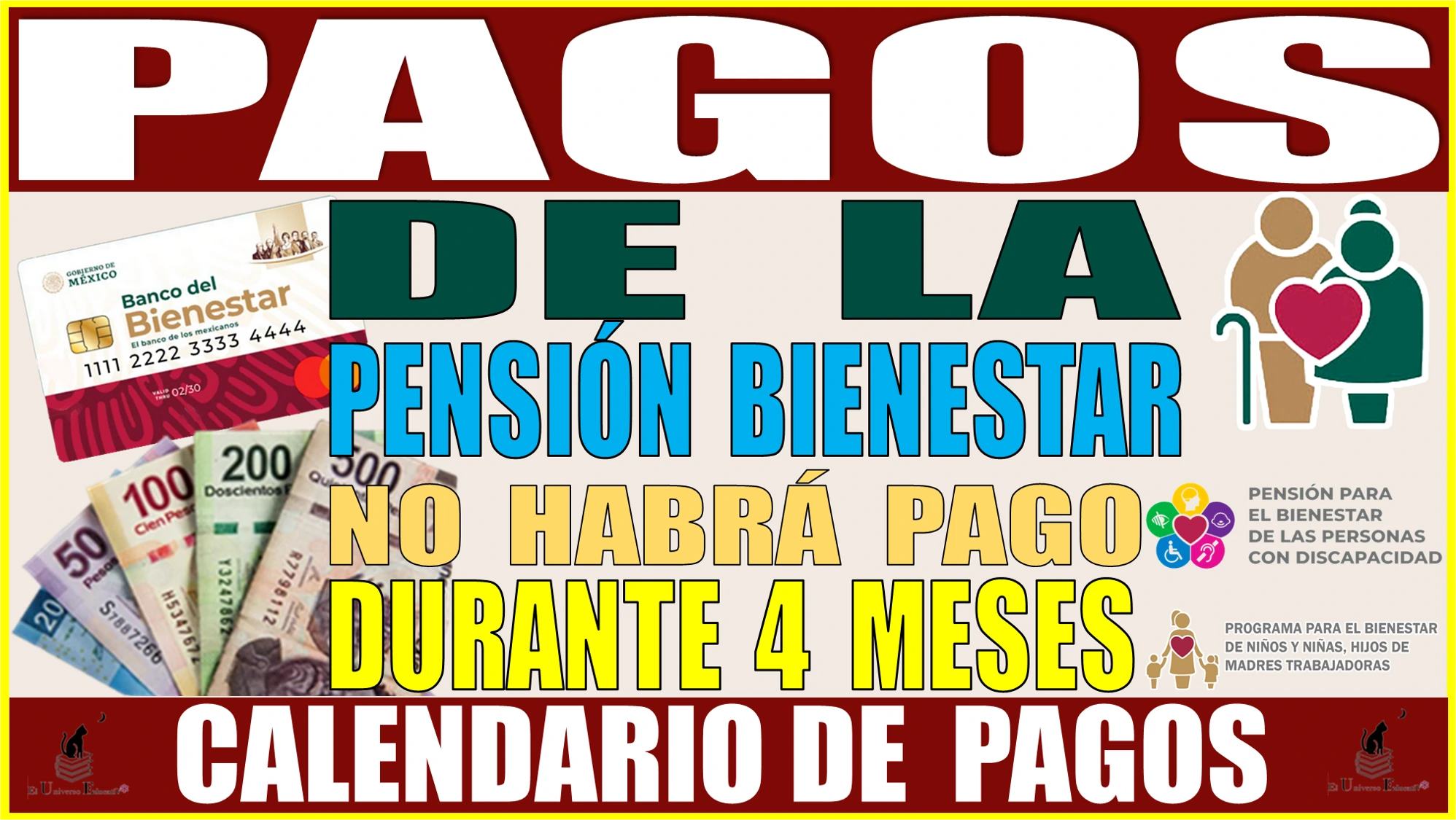 PAGOS DE LA PENSIÓN BIENESTAR | NO HABRÁ PAGO DURANTE 4 MESES | 2024 | CALENDARIO DE PAGOS 