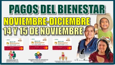 PAGOS DEL BIENESTAR DEL BIMESTRE NOVIEMBRE-DICIEMBRE | 14 Y 15 DE NOVIEMBRE 