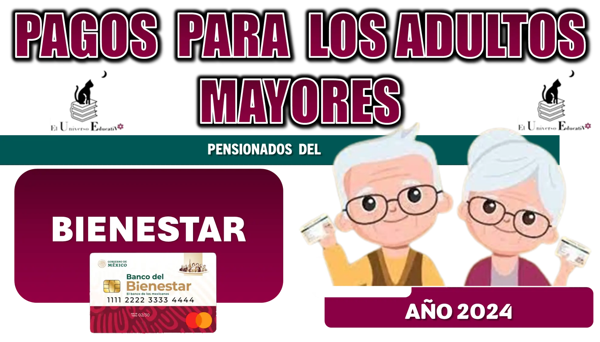 PAGOS PARA LOS ADULTOS MAYORES PENSIONADOS DEL BIENESTAR | AÑO 2024 