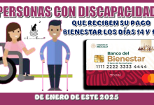 PERSONAS CON DISCAPACIDAD QUE RECIBEN SU PAGO BIENESTAR LOS DÍAS: 14 Y 15 DE ENERO DE ESTE 2025