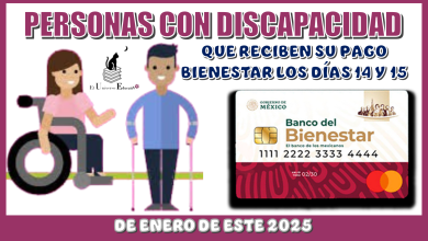 PERSONAS CON DISCAPACIDAD QUE RECIBEN SU PAGO BIENESTAR LOS DÍAS: 14 Y 15 DE ENERO DE ESTE 2025