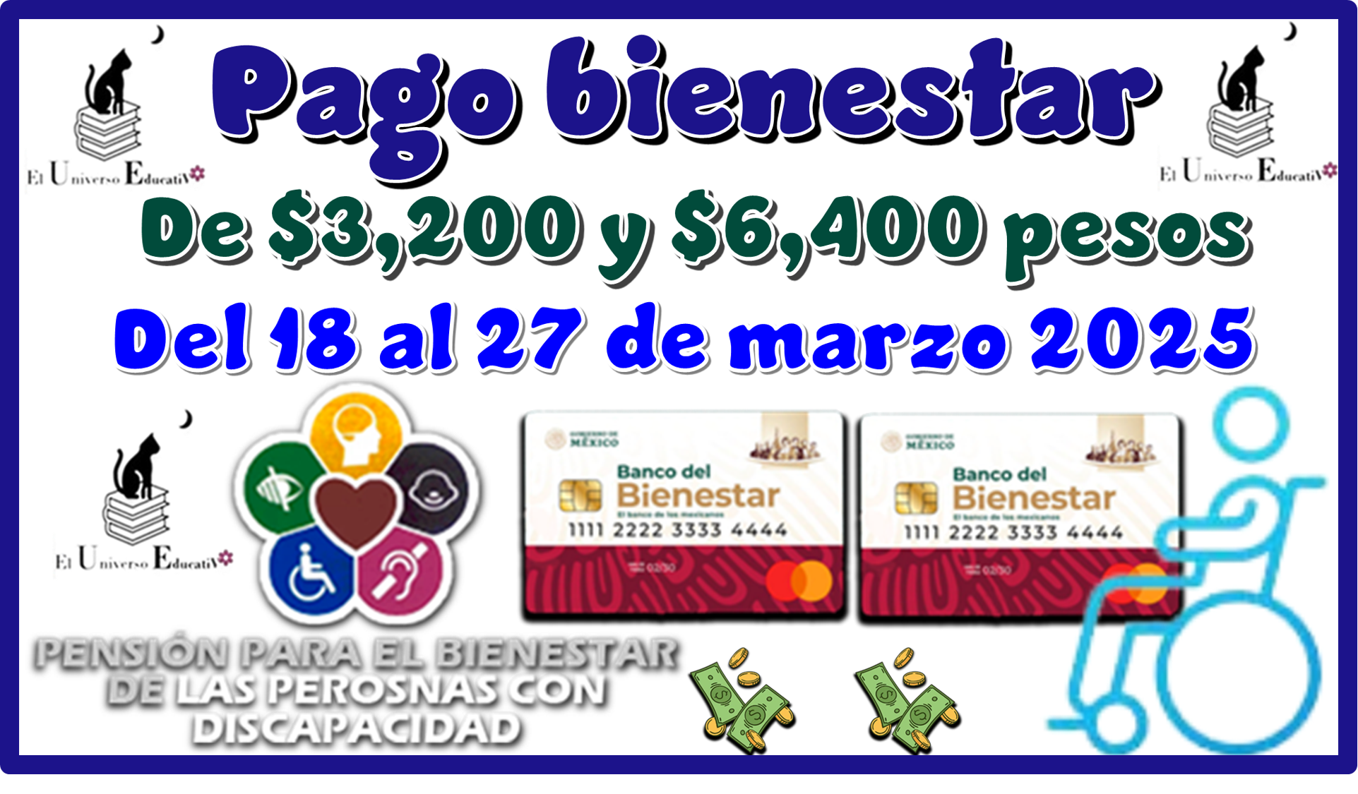 Pago bienestar de $3,200 y $6,400 pesos | Del 18 al 27 de marzo 2025