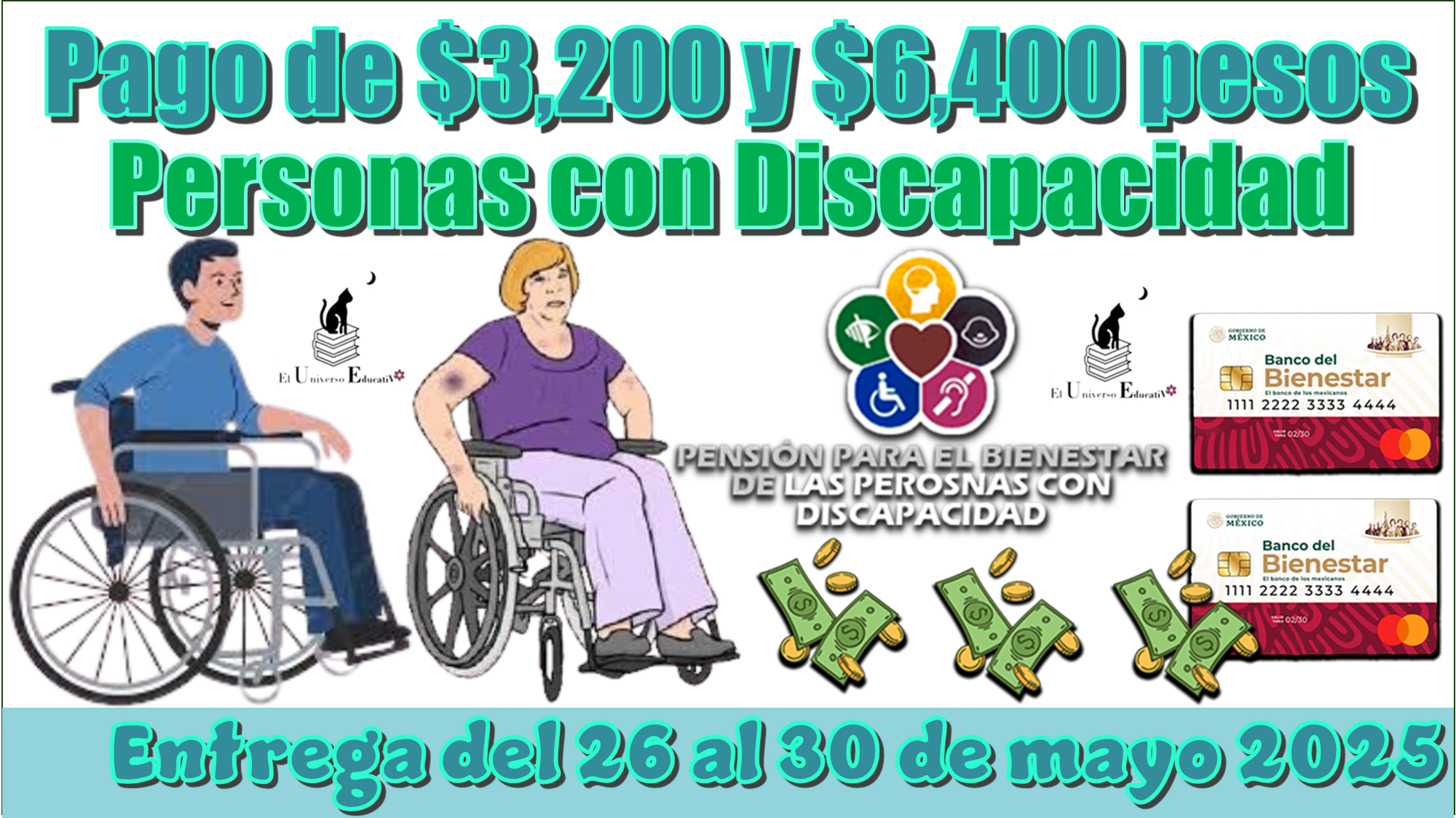 ¿Pago de $3,200 pesos y $6,400 pesos para las Personas con Discapacidad? | Entrega del 26 al 30 de mayo 2025