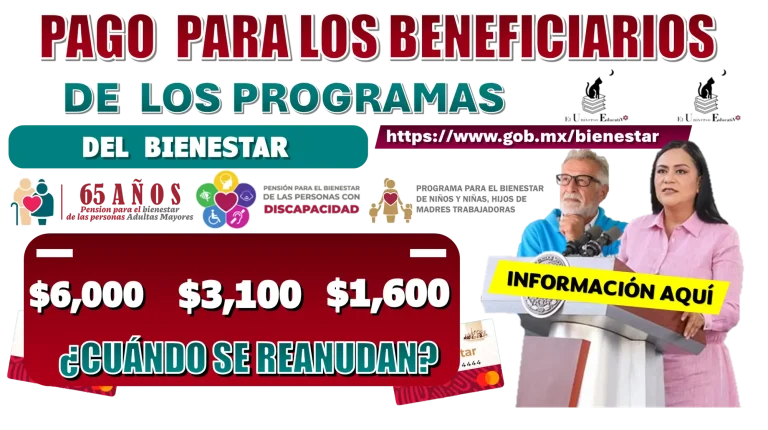 Pago para los beneficiarios de los programas del bienestar | $6,000, $3,100 y $1,600 pesos | ¿cuándo se reanudan?