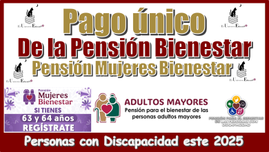 Pago único de la Pensión Bienestar, Pensión Mujeres Bienestar y Personas con Discapacidad para este 2025