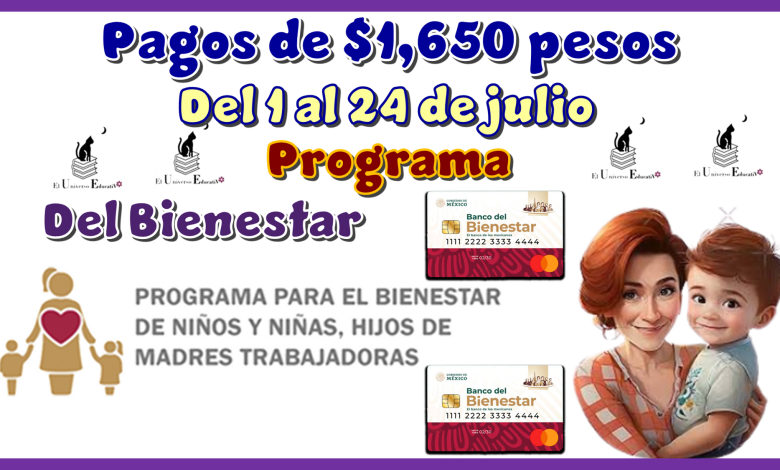 Pagos de $1,650 pesos del 1 al 24 de julio | Programa del bienestar