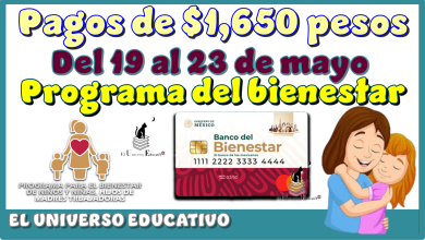 Pagos de $1,650 pesos del 19 al 23 de mayo | Programa del bienestar 