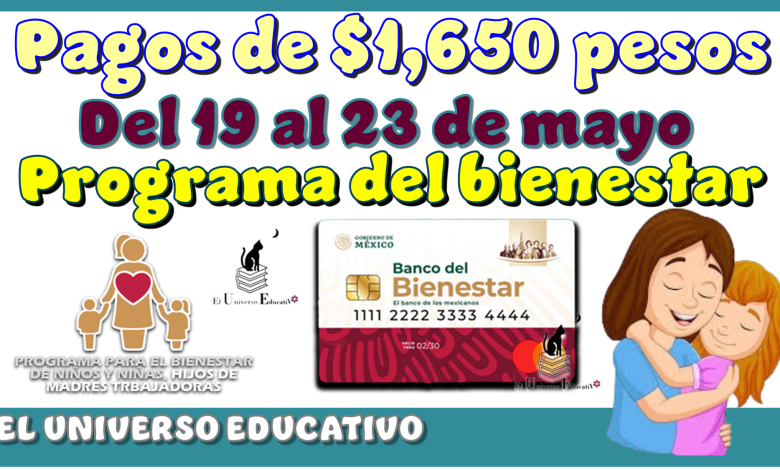 Pagos de $1,650 pesos del 19 al 23 de mayo | Programa del bienestar 