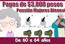 Pagos de $3,000 pesos...Pensión Mujeres Bienestar de 60 a 64 años 