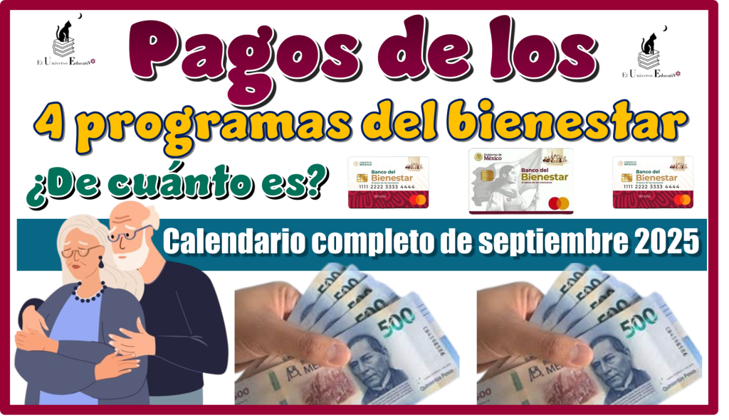Pagos de los 4 programas del bienestar | ¿De cuánto es? | Calendario completo de septiembre 2025