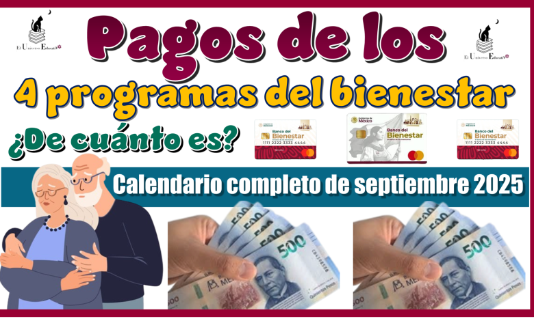 Pagos de los 4 programas del bienestar | ¿De cuánto es? | Calendario completo de septiembre 2025