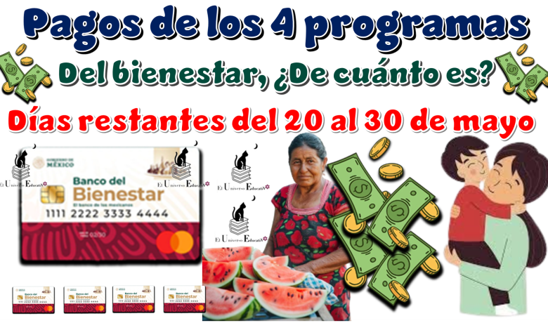 Pagos de los 4 programas del bienestar | ¿De cuánto es? | Días restantes del 20 al 30 de mayo 