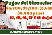 Pagos del bienestar de $6,200, $3,200, $1,650, $3,000 pesos| 14, 15, 16, 17 y 18 de julio