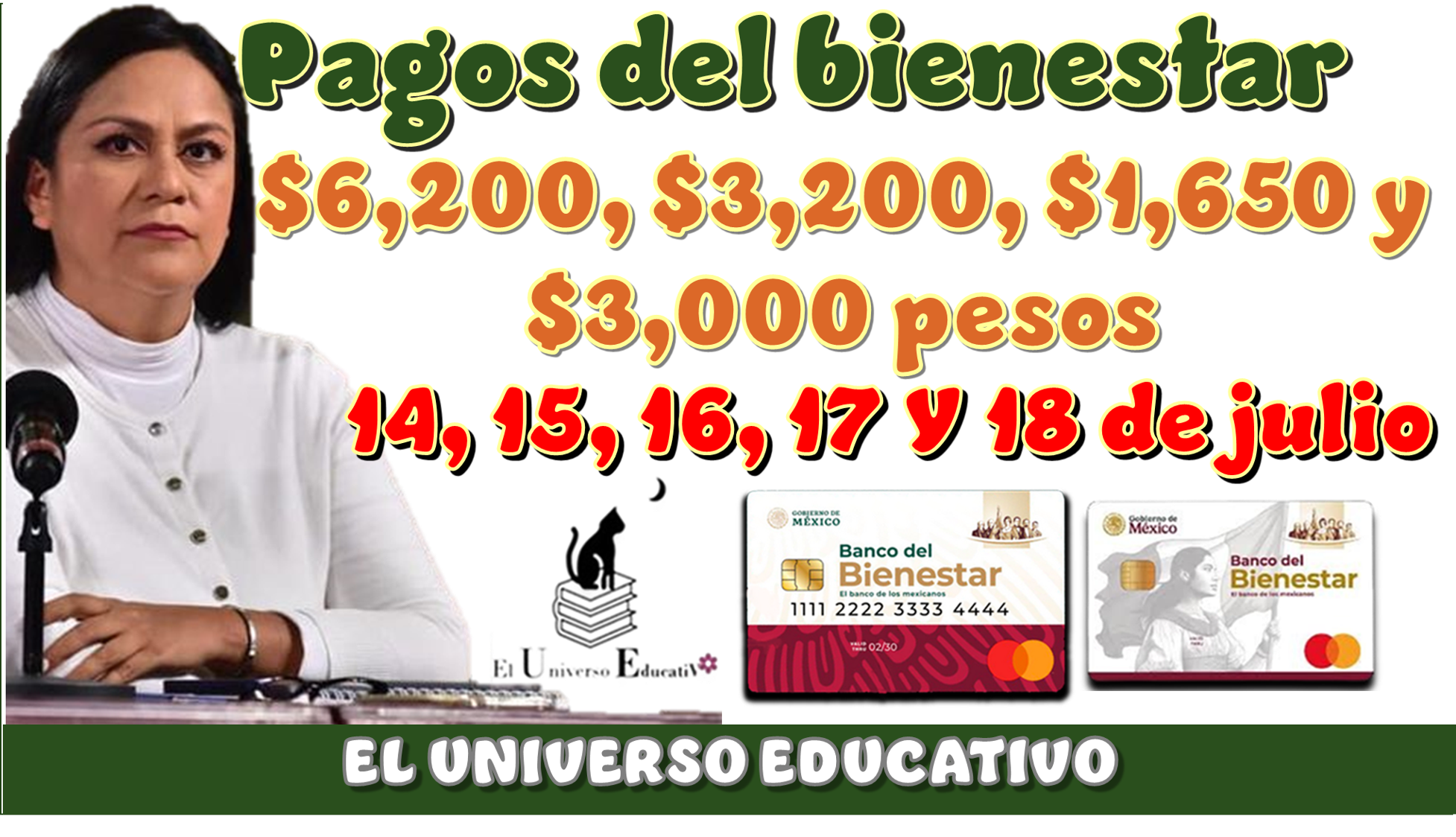 Pagos del bienestar de $6,200, $3,200, $1,650, $3,000 pesos| 14, 15, 16, 17 y 18 de julio