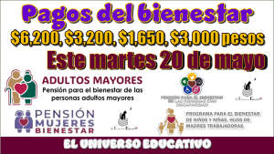 Pagos del bienestar de $6,200, $3,200, $1,650, $3,000 pesos| Este martes 20 de mayo