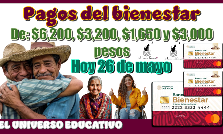 Pagos del bienestar de $6,200, $3,200, $1,650, $3,000 pesos| Hoy 26 de mayo 