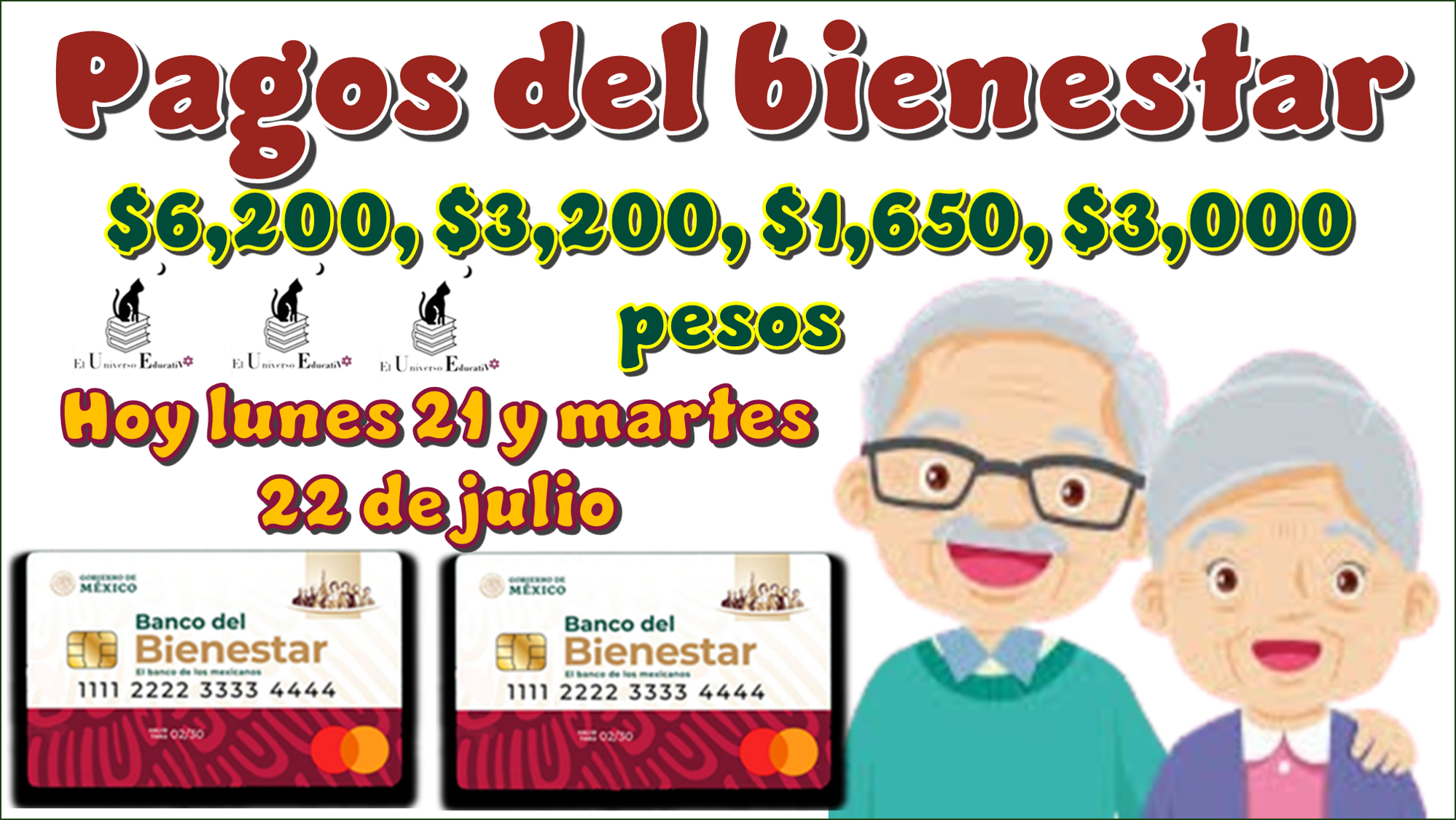 Pagos del bienestar de $6,200, $3,200, $1,650, $3,000 pesos| Hoy lunes 21 y martes 22 de julio
