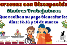 Personas con Discapacidad y Madres Trabajadoras que reciben su pago bienestar los días:12,13 y 14 de marzo 2025