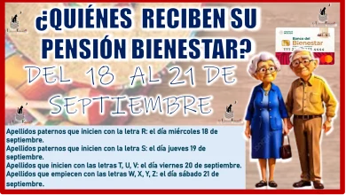 QUIÉNES RECIBEN SU PENSIÓN BIENESTAR DEL 18 AL 21 DE SEPTIEMBRE AQUÍ LO SABRÁS 