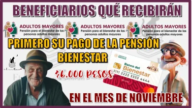 QUIÉNES SERÁN LOS BENEFICIARIOS QUÉ RECIBIRÁN PRIMERO SU PAGO DE LA PENSIÓN BIENESTAR EN EL MES DE NOVIEMBRE?