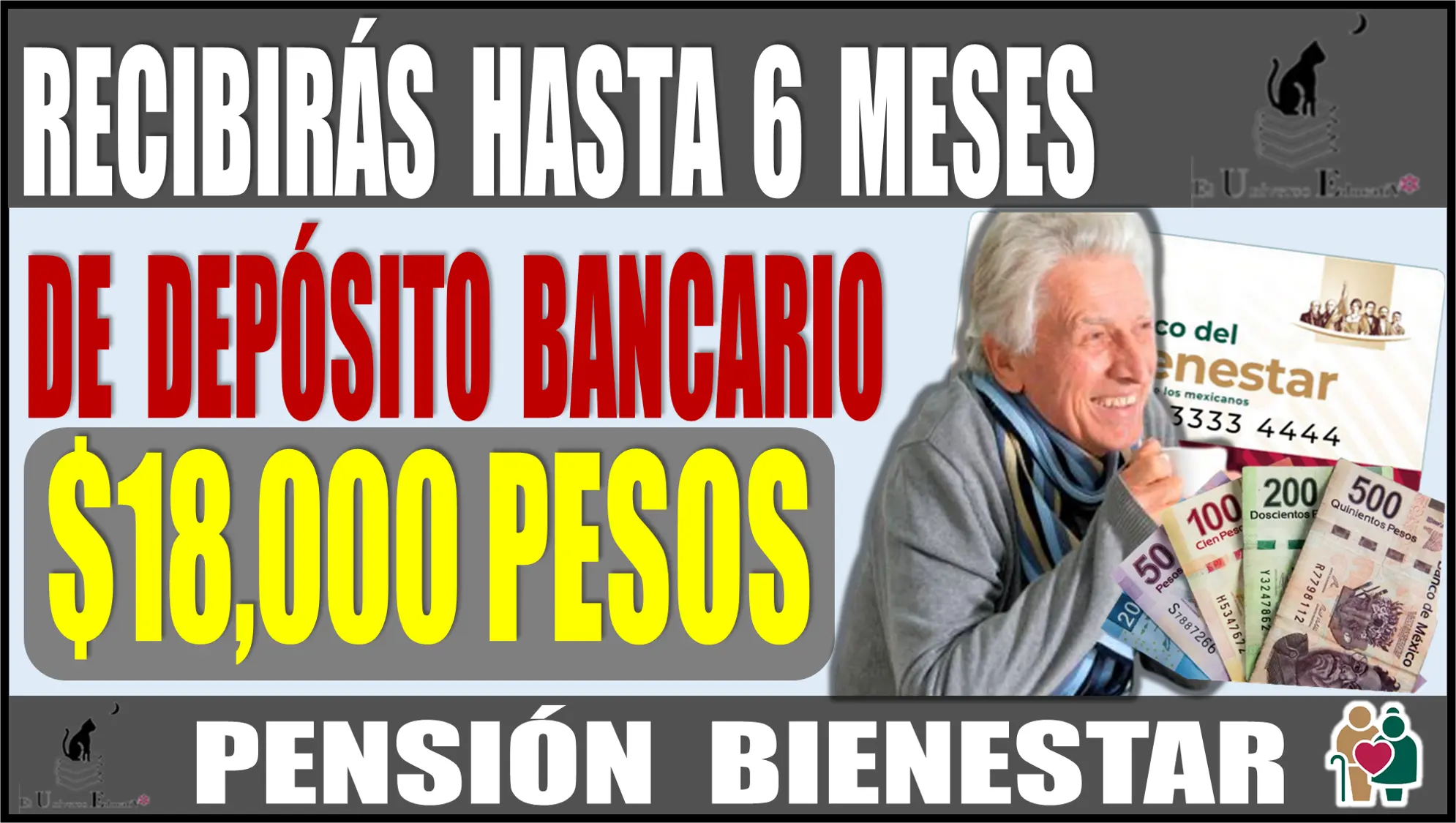 RECIBIRÁS HASTA 6 MESES DE DEPÓSITO BANCARIO | $18,000 PESOS | PENSIÓN BIENESTAR
