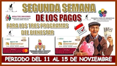 SEGUNDA SEMANA DE LOS PAGOS PARA LOS TRES PROGRAMAS DEL BIENESTAR | PERIODO DEL 11 AL 15 DE NOVIEMBRE