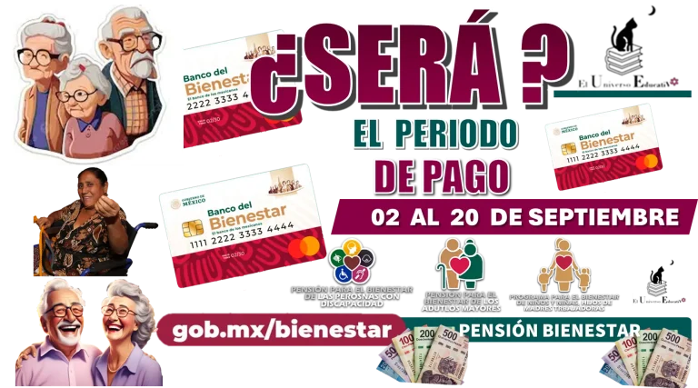 SERÁ EL PERIODO DE PAGO DEL 02 AL 20 DE SEPTIEMBRE PENSIÓN BIENESTAR DE ESTE AÑO 2024