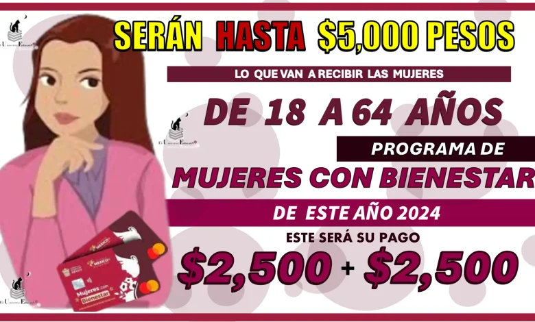 SERÁN HASTA $5,000 PESOS LO QUE VAN A RECIBIR LAS MUJERES DE 18 A 64 AÑOS DE EDAD | PROGRAMA DE MUJERES CON BIENESTAR DE ESTE AÑO 2024 