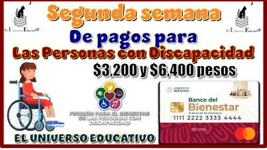 Segunda semana de pagos para las Personas con Discapacidad | $3,200 y $6,400 pesos 