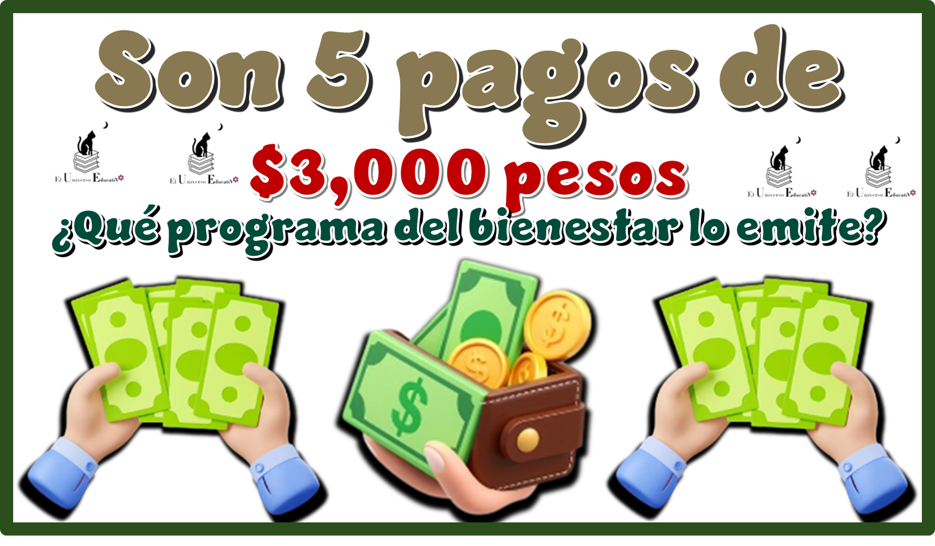 Son 5 pagos de $3,000 pesos | ¿Qué programa del bienestar lo emite?