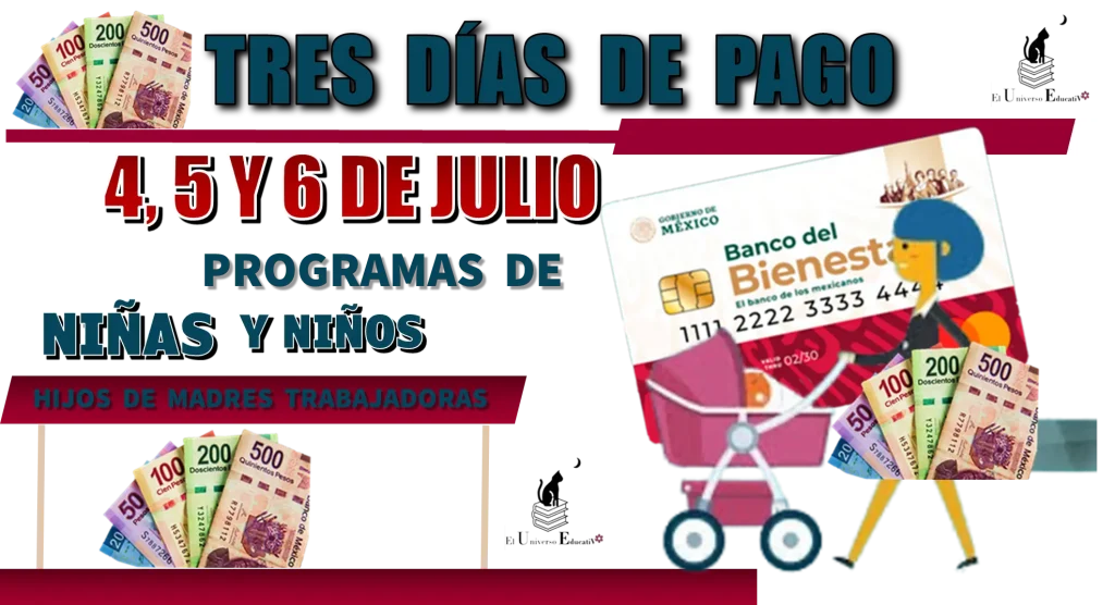 TRES DÍAS DE PAGO 4, 5 Y 6 DE JULIO | PROGRAMA DE NIÑAS Y NIÑOS, HIJOS DE MADRES TRABAJADORAS