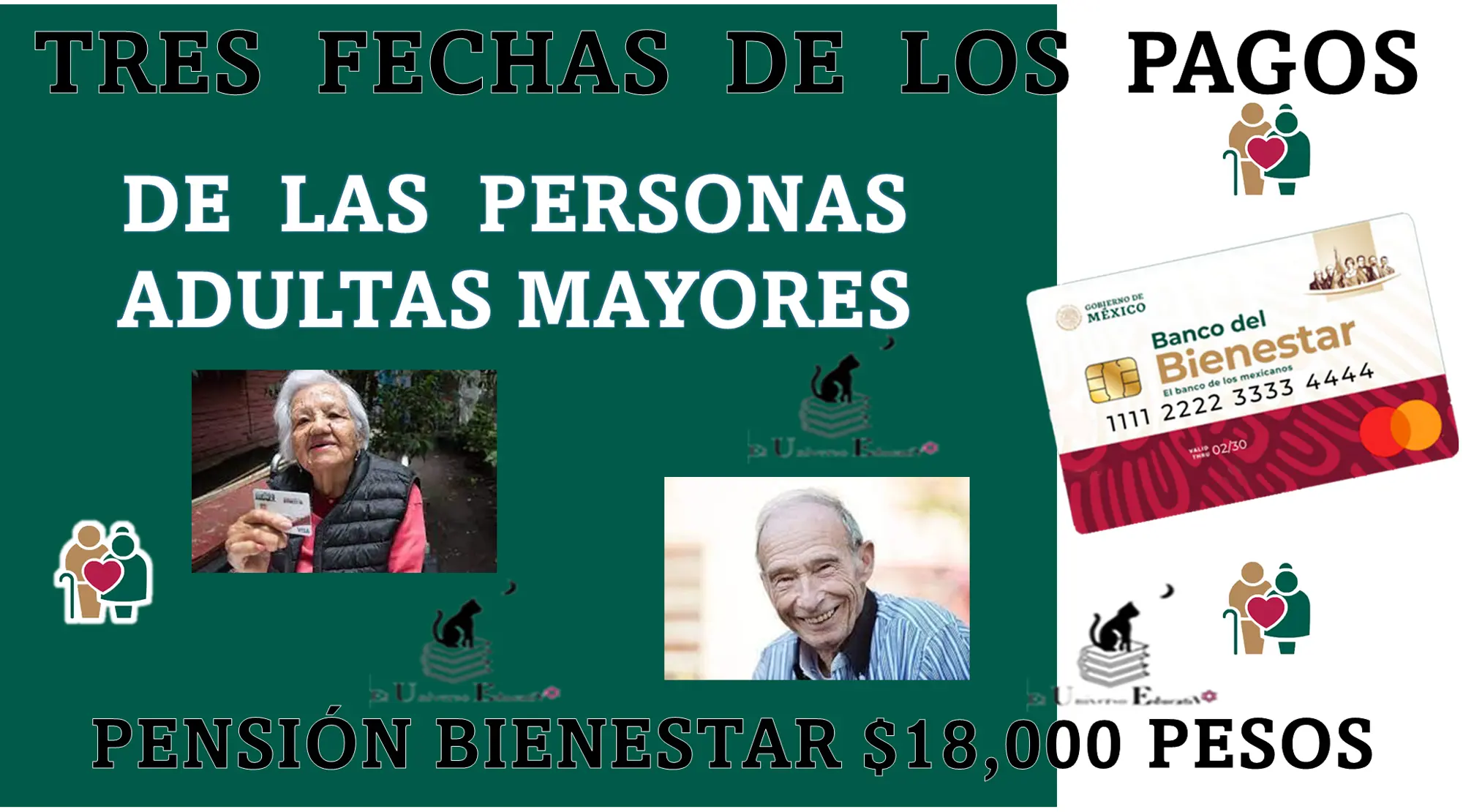 TRES FECHAS DE LOS PAGOS | PARA LAS PERSONAS ADULTAS MAYORES | PENSIÓN BIENESTAR | $18,000 PESOS 