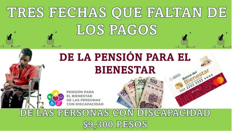 TRES FECHAS QUE FALTAN DE LOS PAGOS DE LA PENSIÓN PARA EL BIENESTAR DE LAS PERSONAS CON DISCAPACIDAD | $9,300 PESOS 