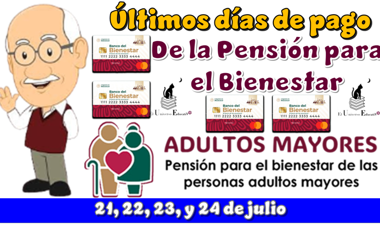 Últimos días de pago de la Pensión para el Bienestar | 21, 22, 23 y 24 de Julio