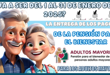 VA A SER DEL 1 AL 31 DE ENERO DEL 2025 LA ENTREGA DE LOS PAGOS DE LA PENSIÓN BIENESTAR PARA LOS ADULTOS MAYORES