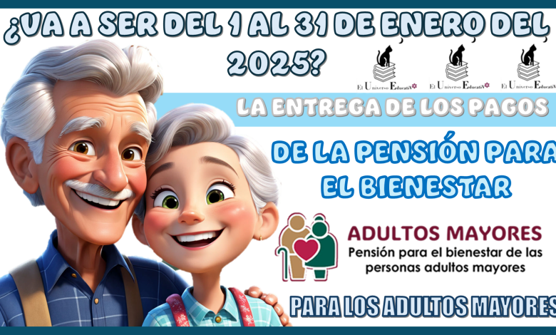 VA A SER DEL 1 AL 31 DE ENERO DEL 2025 LA ENTREGA DE LOS PAGOS DE LA PENSIÓN BIENESTAR PARA LOS ADULTOS MAYORES