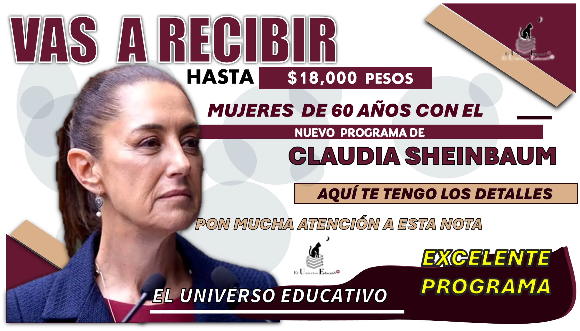 VAS A RECIBIR HASTA $18,000 PESOS | MUJERES DE 60 A 64 AÑOS CON EL NUEVO PROGRAMA DE CLAUDIA SHEINBAUM 