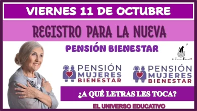 VIERNES 11 DE OCTUBRE… REGISTRO PARA LA NUEVA PENSIÓN BIENESTAR… ¿A QUÉ LETRAS LES TOCA?