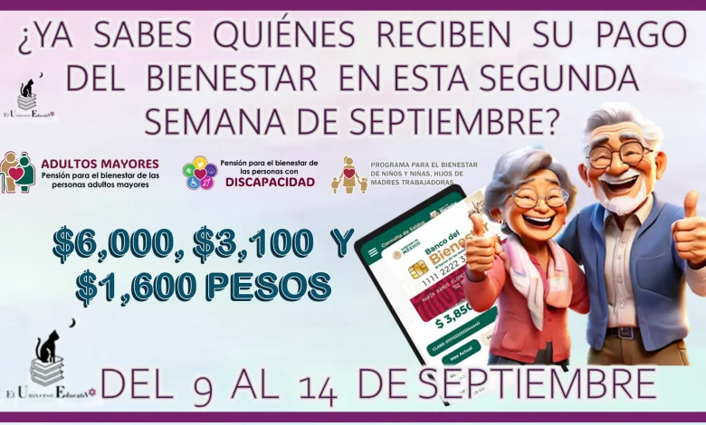 ¿YA SABES QUIÉNES RECIBEN SU PAGO DEL BIENESTAR EN ESTA SEGUNDA SEMANA DE SEPTIEMBRE? | DEL 9 AL 14 ENTREGA DE $6,000, $3,100 Y $1,600 PESOS 